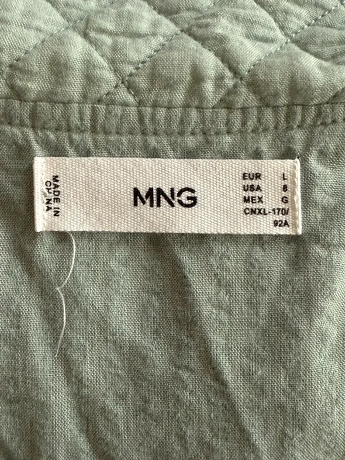 Chemise MANGO bleu/vert d’eau – Taille L - photo numéro 4