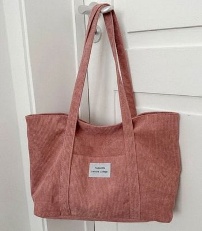 Sac rose velours côtelé