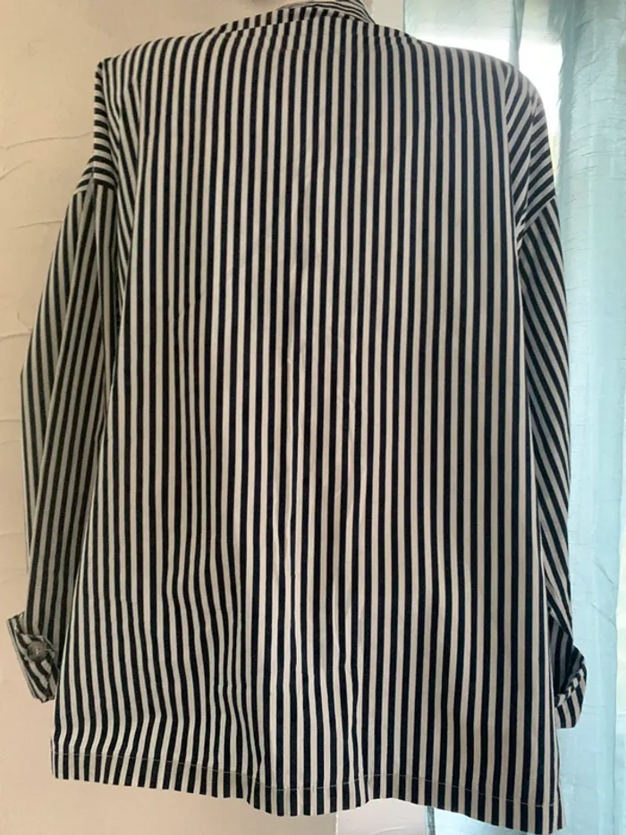 Chemise Zara oversize rayé bleu et blanc taille L - photo numéro 10