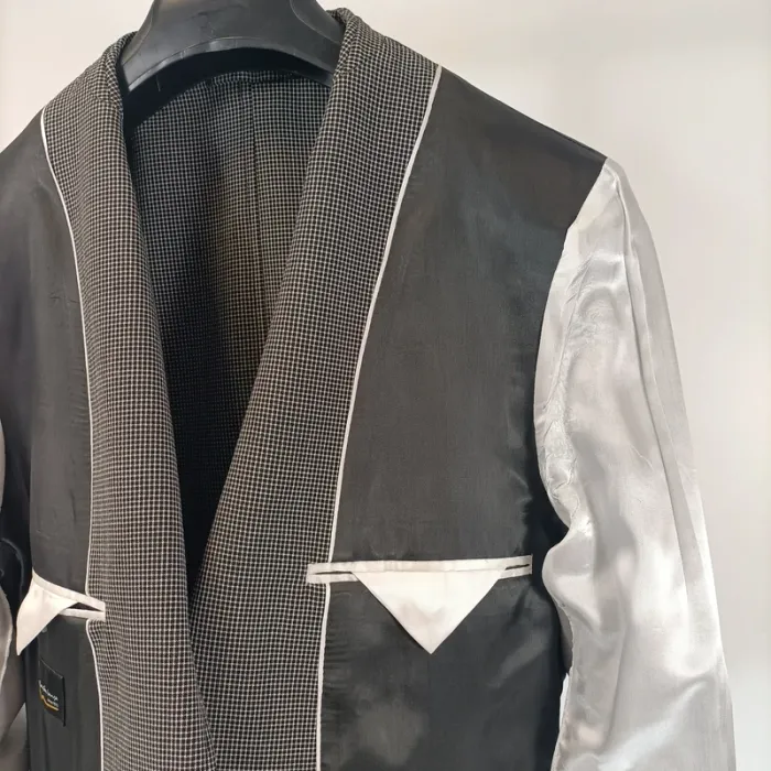 Veste grise - veste de costume grise quadrillée noir et blanc relief - A465 veste grise - photo numéro 13