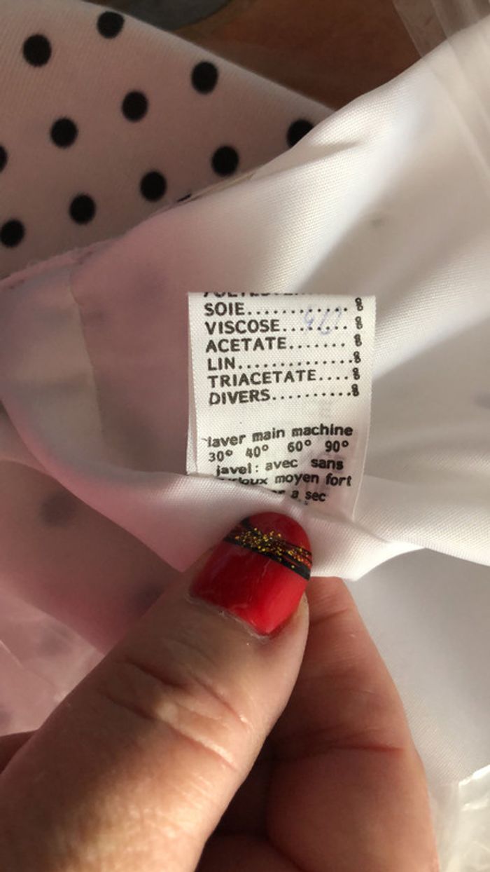 Robe cocktail vintage blanche à pois taille - photo numéro 6