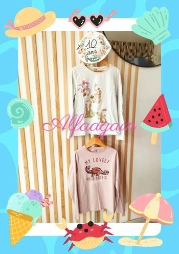 Lot t-shirts dinosaures fille 10ans