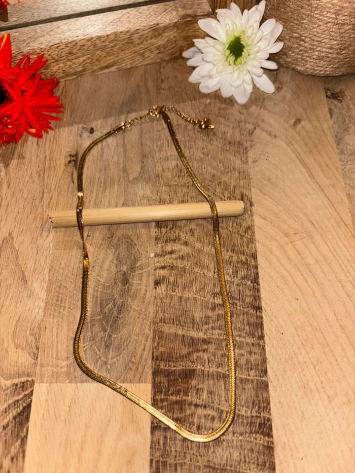 Collier En Acier Inoxydable Plaqué Or 40+5 cm vendu avec pochette cadeau - photo numéro 2