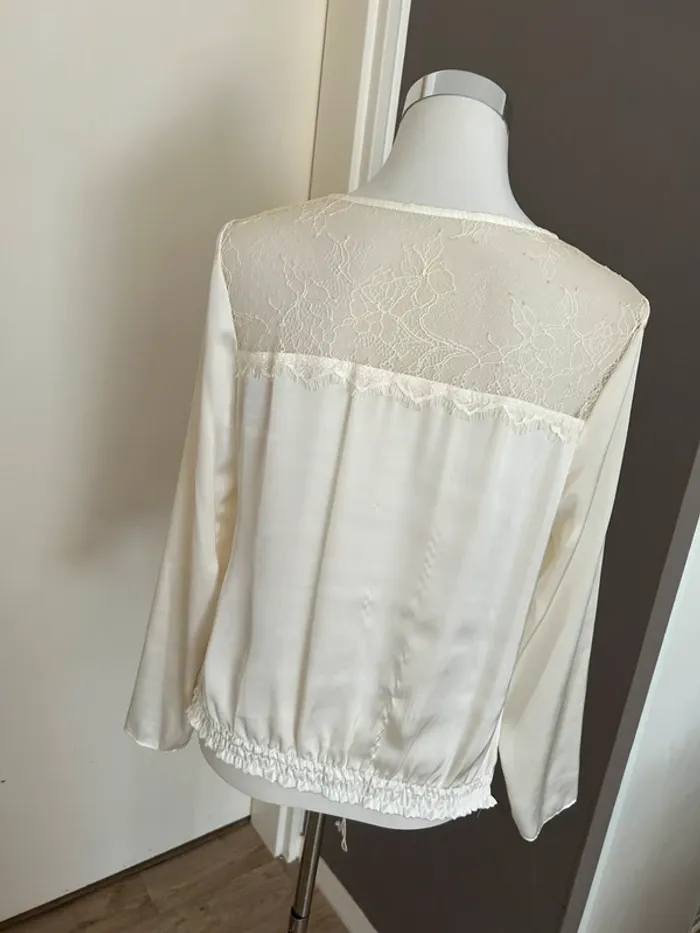 Naf Naf, blouse, écru, satinée, crème femme, taille 40 - photo numéro 6