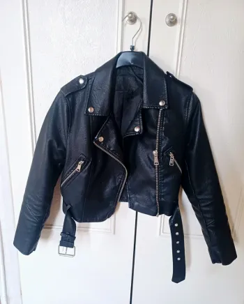 Veste en cuir noir XXS
