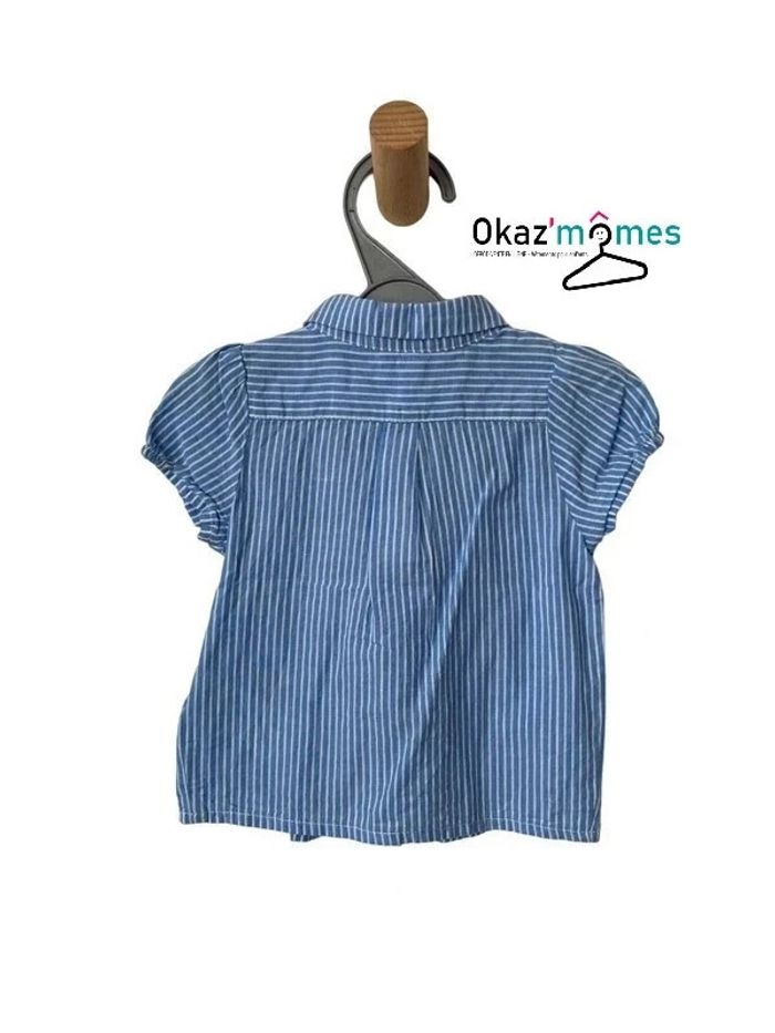 Chemise manches courtes rayée bleu et blanc - H&M 68cm / 4-6 mois - photo numéro 2