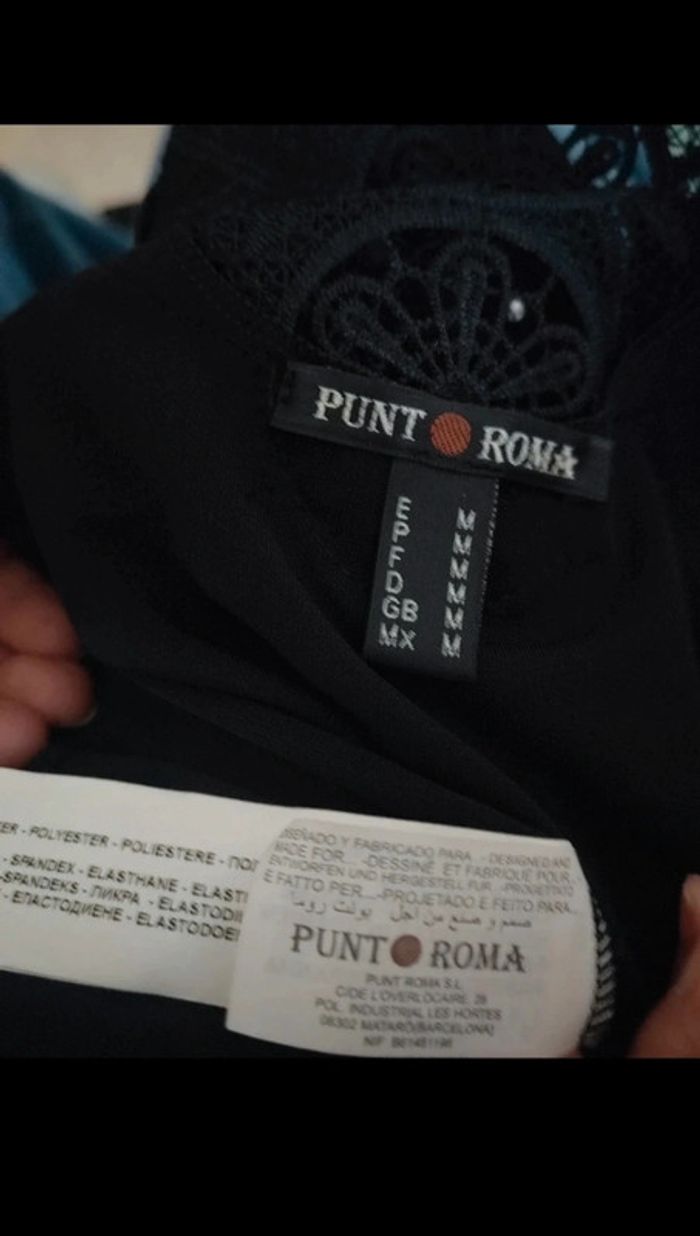 Haut manches longues décolleté drappé noir Punto Roma - photo numéro 3