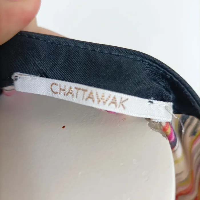 Blouse Chattawak fluide multicolore col goutte, empiècements contrastés, T40 A1573 - photo numéro 7