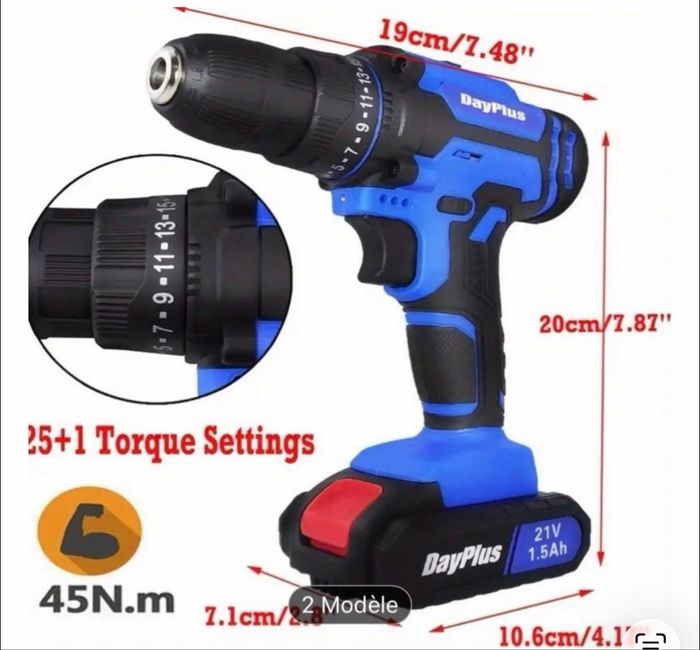Coffret Perceuse Visseuse sans fil complète 21V puissante avec Led Neuve Promo - photo numéro 3