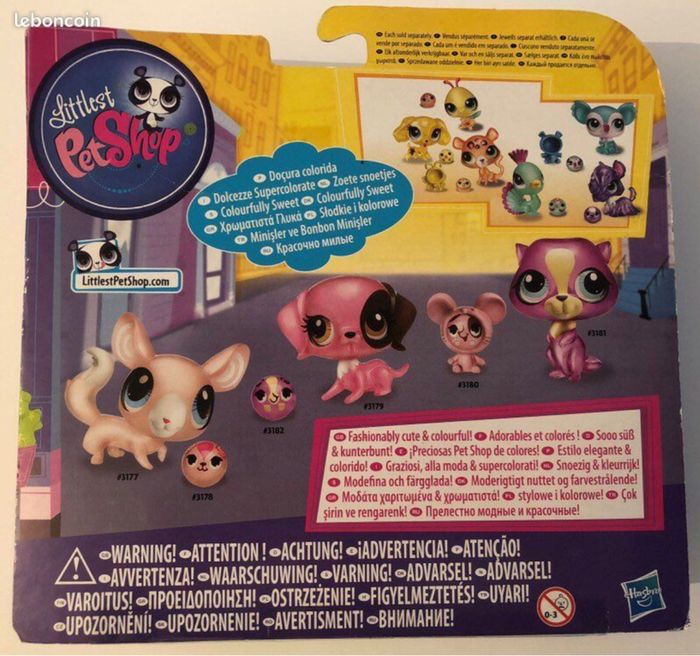 NIB NEUF littlest pet shop LPS A4126 colourfully sweet A4126 LPS 3 petshop & 3 amis-billes Hasbro collection rare dans sa boîte lot SOP77 - photo numéro 2