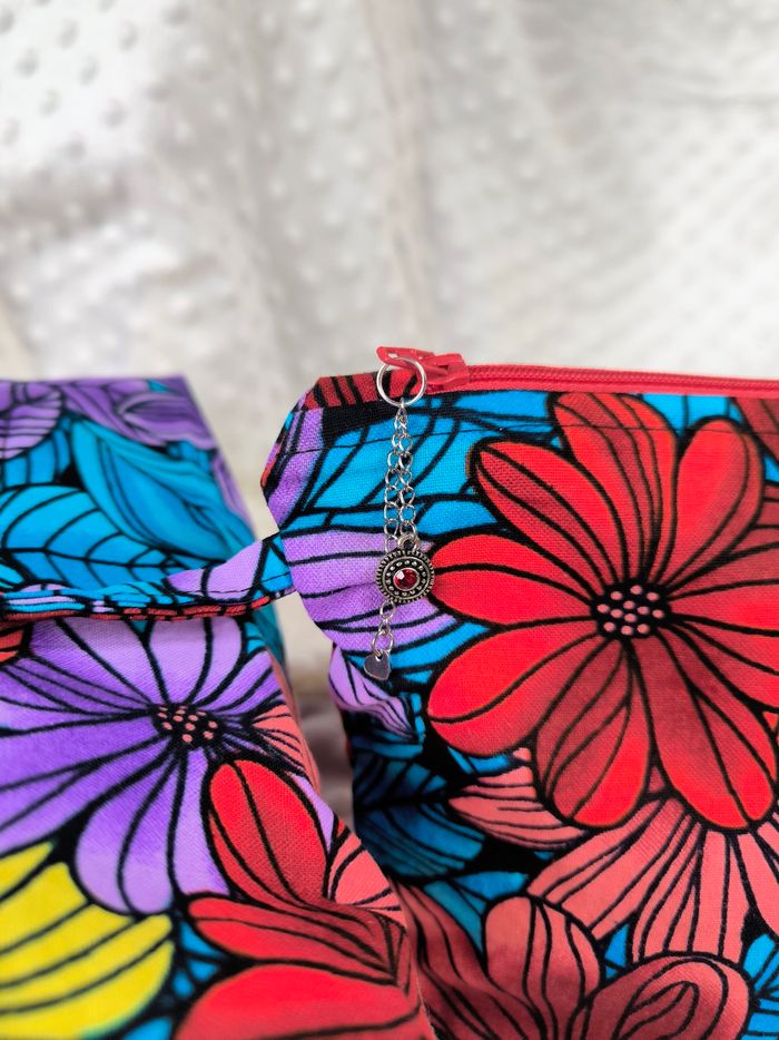 Trousse de toilette doublée et ses lingettes en éponge de bambou - photo numéro 2