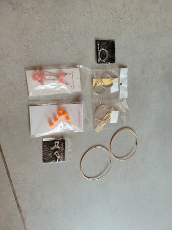 Gros lot boucles d'oreilles créole différents diamètre pendentif perles