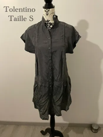 Robe chemise noire rayée Tolentino – Taille S