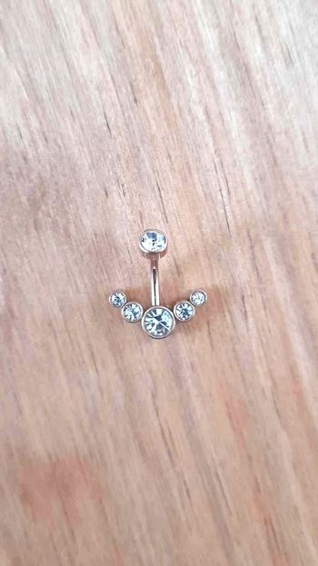 💎 Piercing nombril doré rose strass multiples - Neuf
