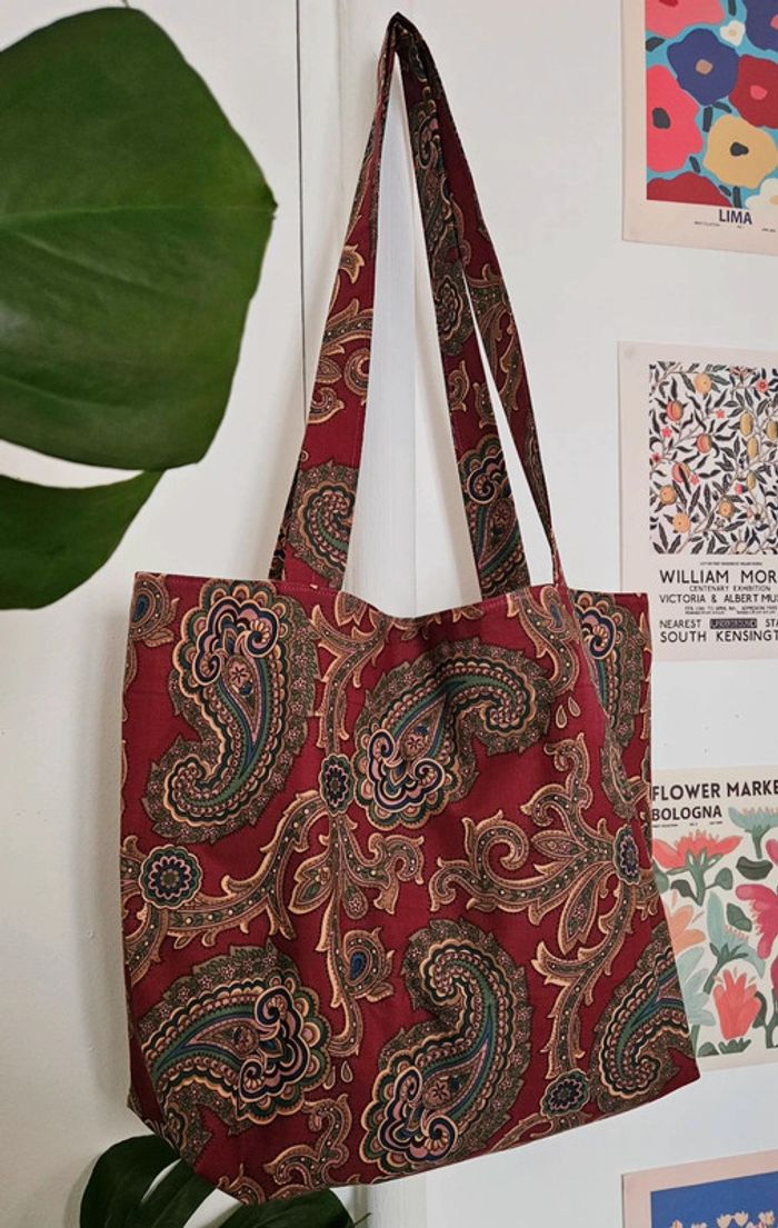 Tote bag paisley bordeaux - photo numéro 2