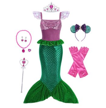 Déguisement sirène violette et verte et ces accessoires Taille 3-6ans
