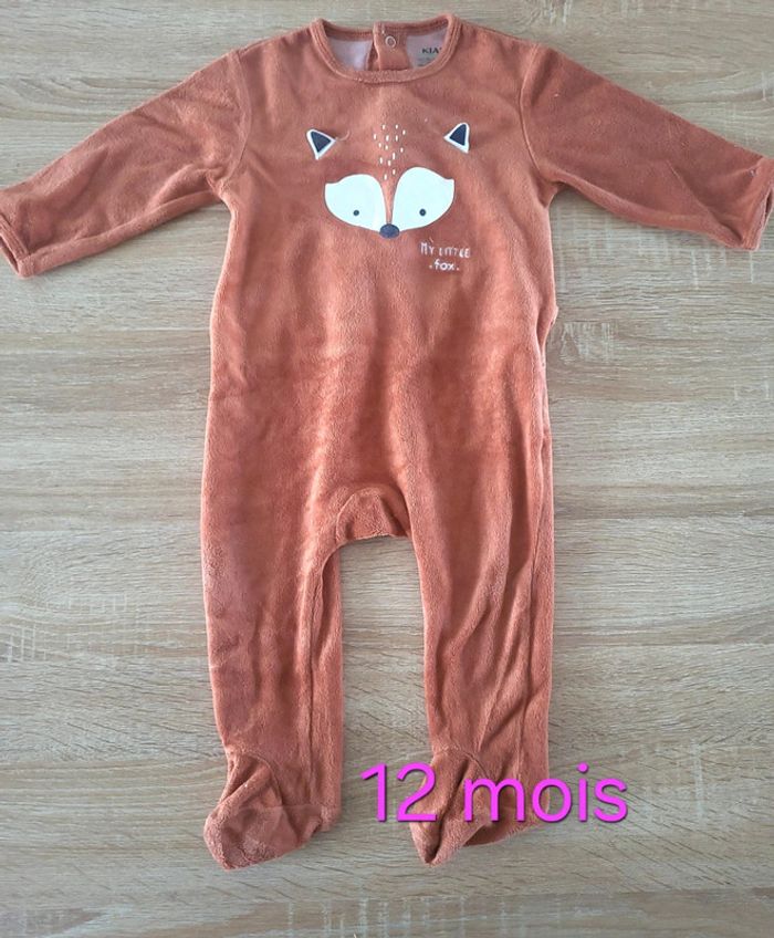 Pyjama velour renard 12 mois