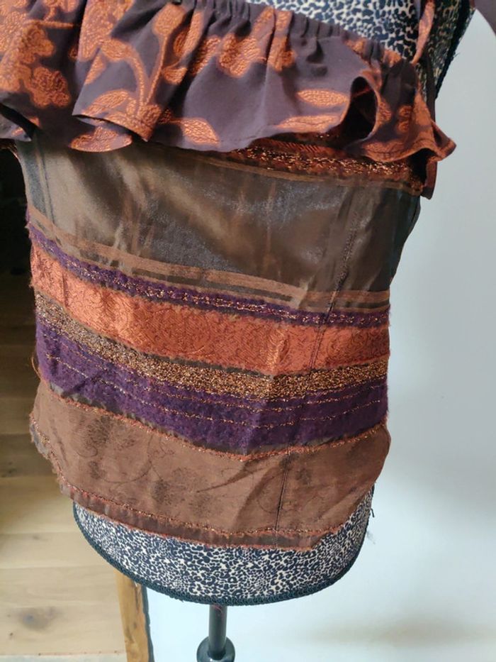 Haut habillé court à bretelles fines ultra vintage tendance Ibiza Batiste contient soie et laine - photo numéro 3