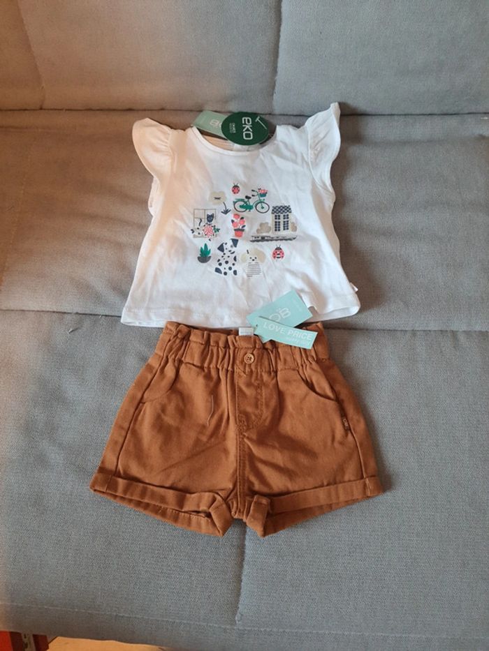 Ensemble Obaïbi taille 3 mois tee-shirt et short neuf avec étiquettes