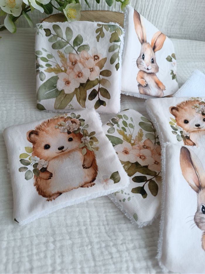 Lingettes lavables lapin hérisson - photo numéro 3