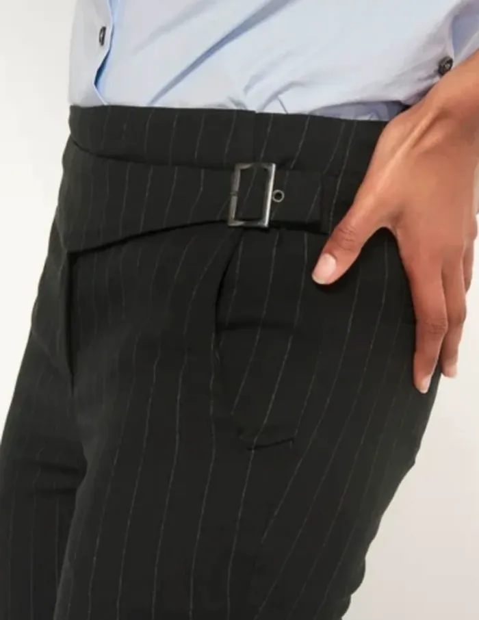 Bash pantalon marine à rayures blanc modèle bango taille 2/38 - photo numéro 4
