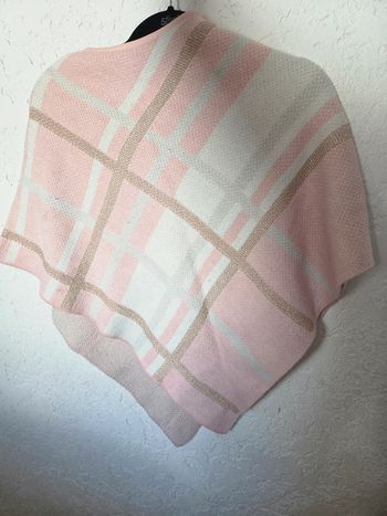 Ponchos fille carreau rose et blanc