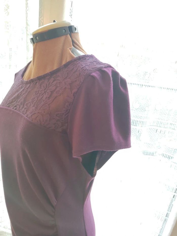 Robe prune à dentelle New Look t. 44 - photo numéro 3