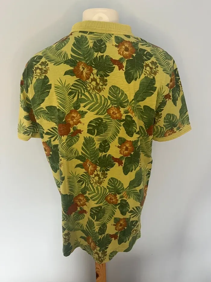 🌿 Polo manches courtes Mustang vert à imprimé feuilles & fleurs – Taille M, 100 % coton - photo numéro 5