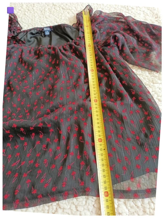 Haut noir transparent à motifs rouges Vintage cute gotique - photo numéro 6