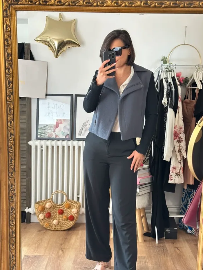 Veste Perfecto Lacoste noire et grise taille 36 - photo numéro 4