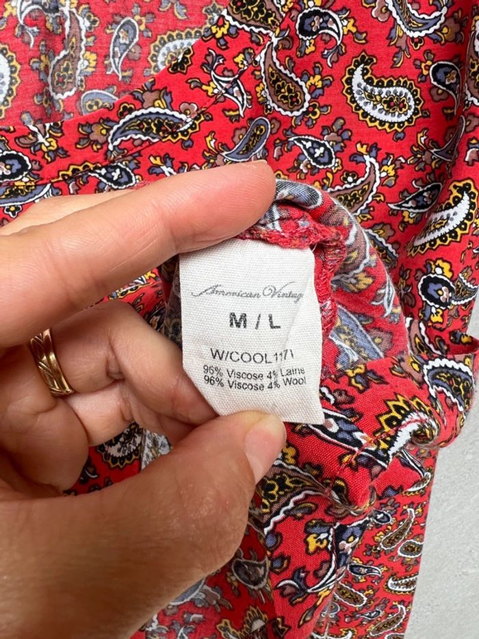 Chemise arabesque rouge American Vintage taille M | L - photo numéro 5