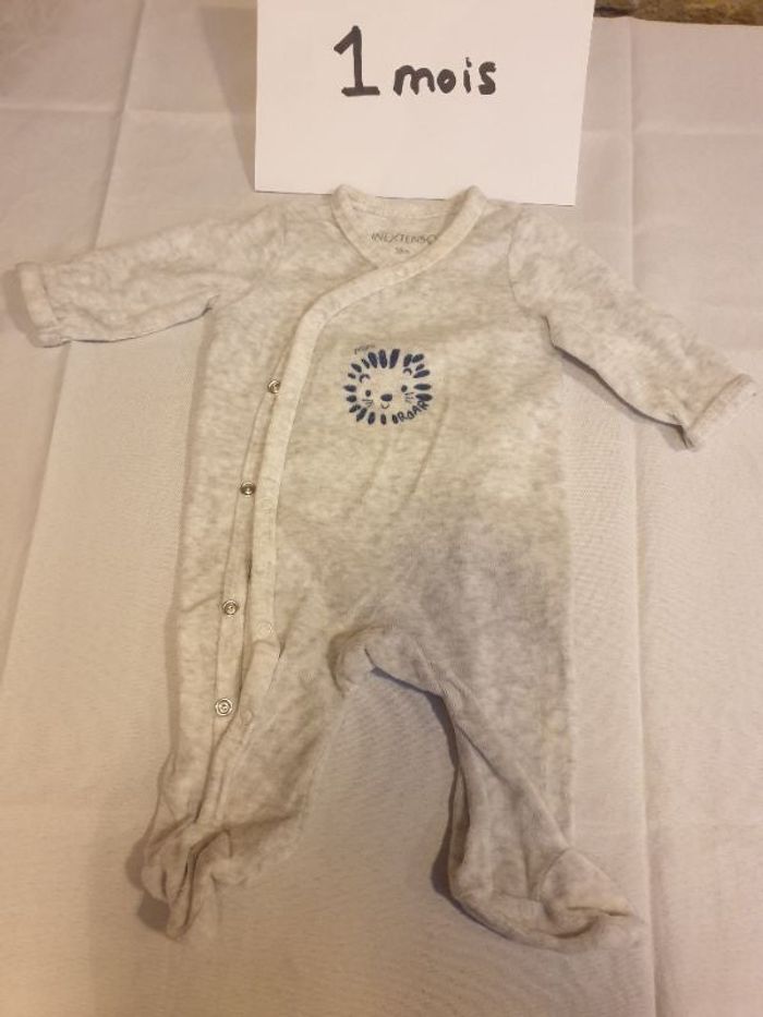 Pyjama 1 mois gris lion