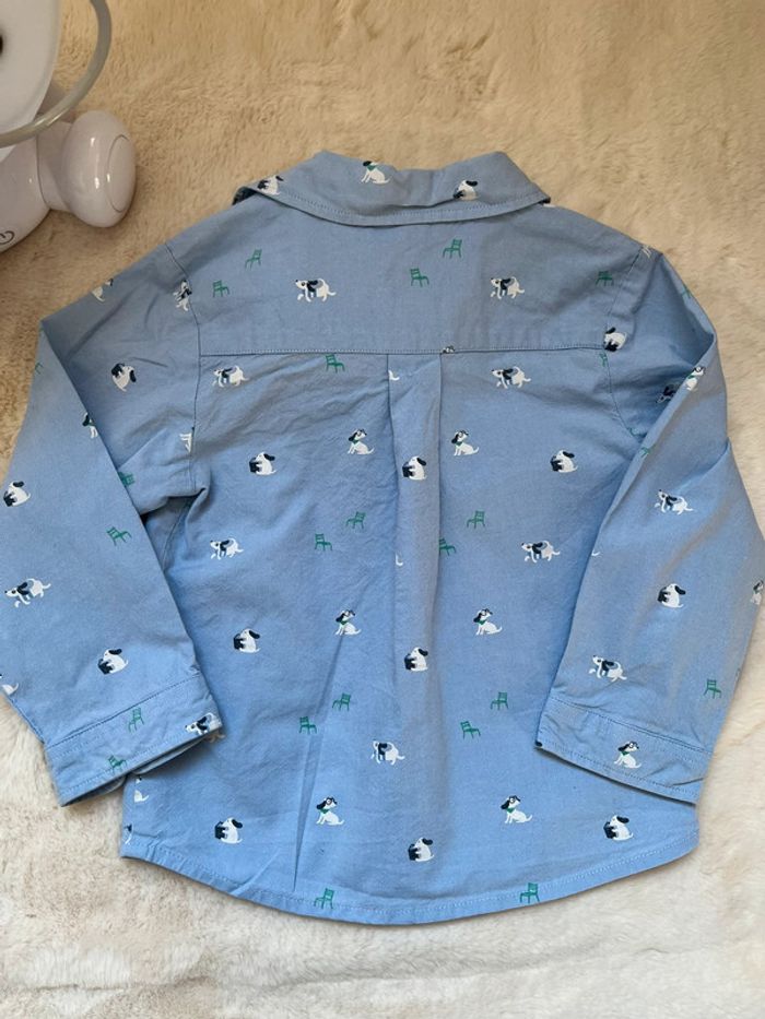 Chemise bleu manche longue motif chien Jacadi - taille 24 mois - photo numéro 4