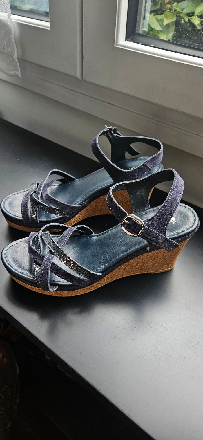 Sandales compensées Éram bleu marine – taille 39 - photo numéro 2