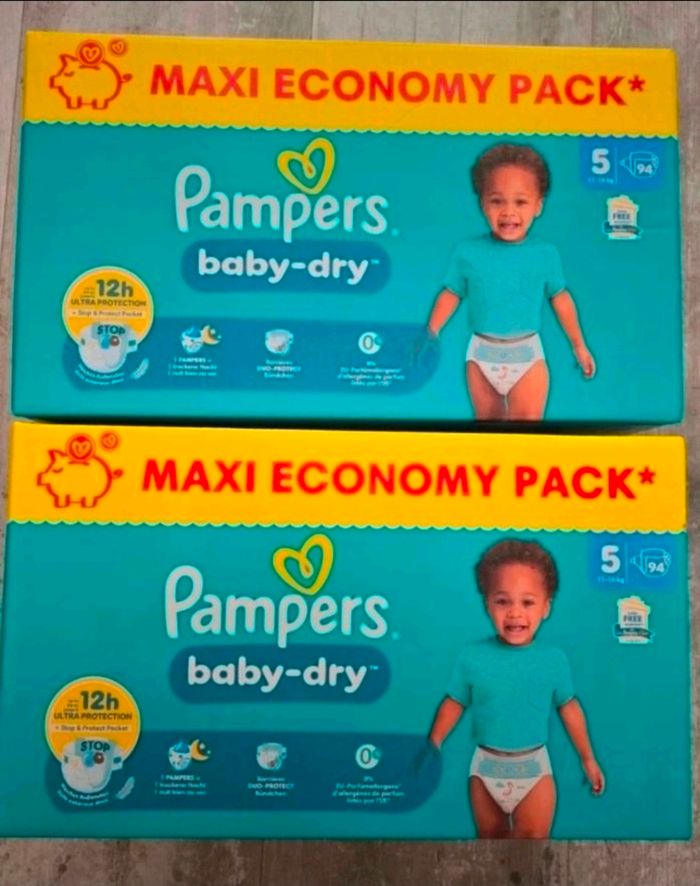 🌟 Pampers Baby Dry 2x94 couches T5 (11 -16 kg) 🌟