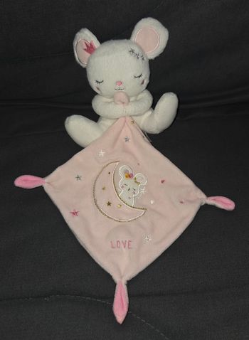 Doudou peluche souris avec mouchoir rose lune/ love - Simba