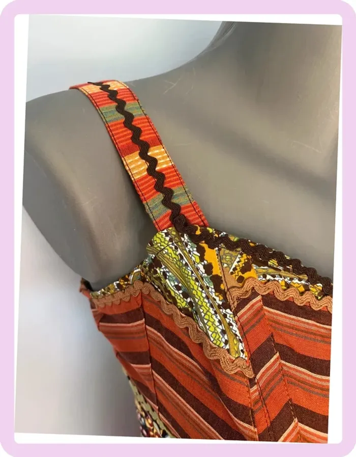🌟 Débardeur Paul Brial – Taille 2 – Neuf avec étiquette – Motif marron, orange & vert 🌟 - photo numéro 2