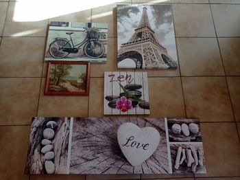 Lot de 5 cadres (Zen, Tour Eiffel, Vélo...)