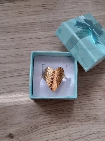 Bague coeur, couleur doré, réglable 52/54