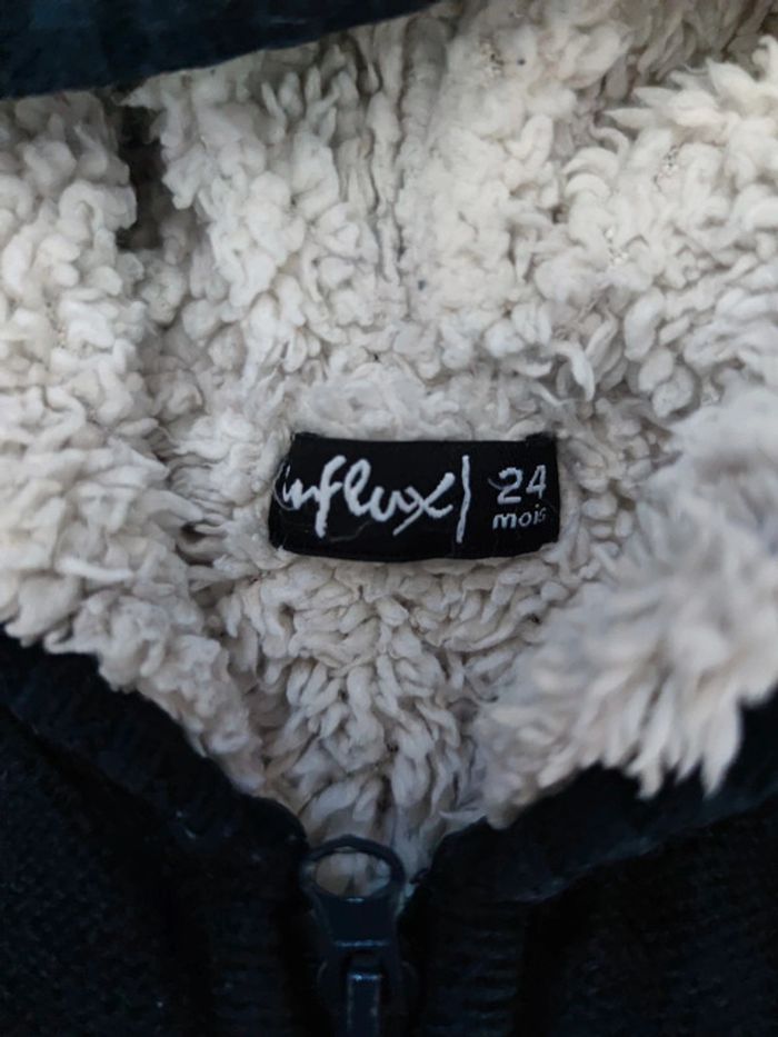 Gilet bleu marine fourré duffle-coat T.24 mois - photo numéro 2