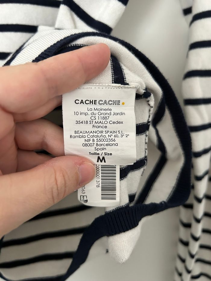 Pull léger maille fine manches longues marinière noeud dans le dos Cache Cache M - photo numéro 5