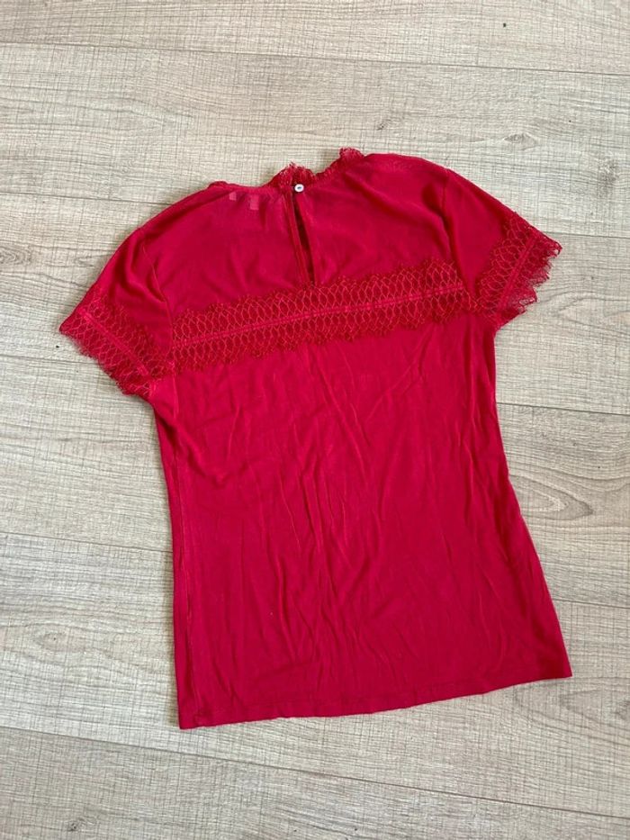 Top rouge à manches courtes avec dentelle Morgan taille M TBE (taille petit) - photo numéro 12