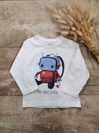 🌺Teeshirt blanc Robo manche longues Mayoral 9mois