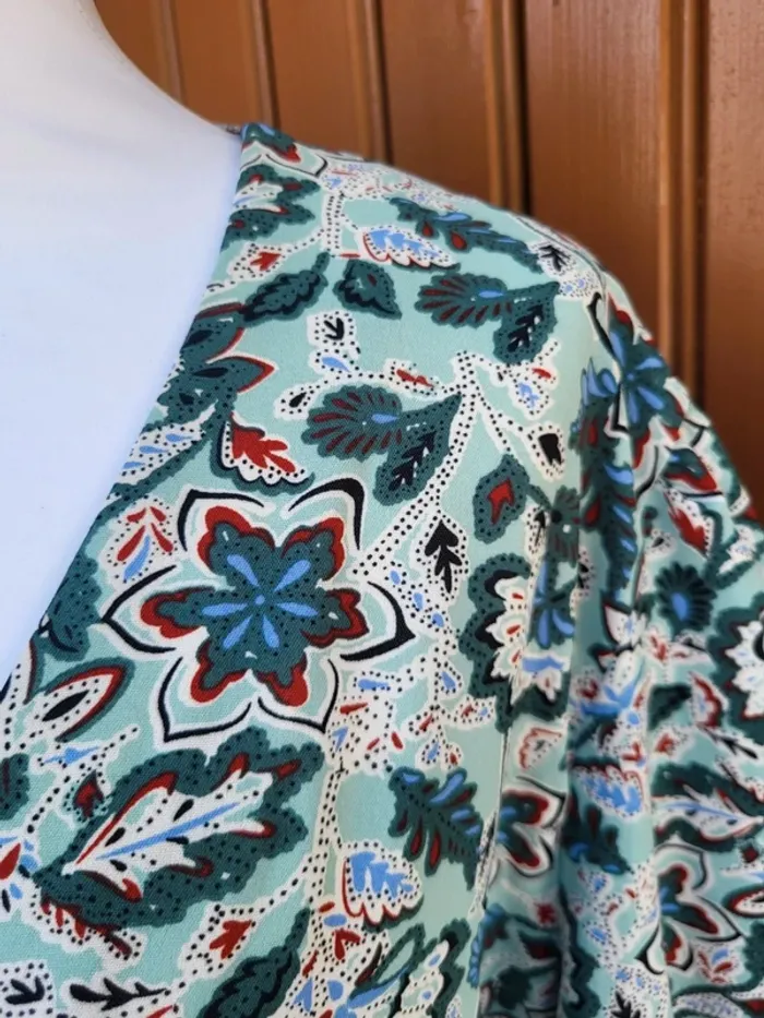 Robe chemise fleuri menthe multicolore gemo taille 54 - photo numéro 3