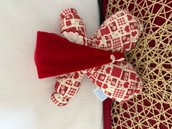 Peluche/Doudou Poupée/Lutin Chiffon Bonnet Rouge Fleurs Coeur Ancien Moulin Roty - photo numéro 3