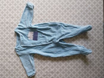 Pyjama velours bleu ciel Okaïdi 6 mois (68cm) - Motif Ours