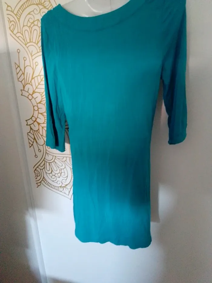 Tunique bleue bohème incrustée de perles et strass - photo numéro 3