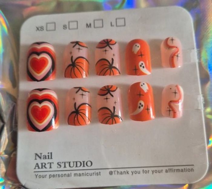 🎃 Faux ongles Halloween “Haunted Love” – 24 pièces pour un look fun & ensorcelant 👻 - photo numéro 2