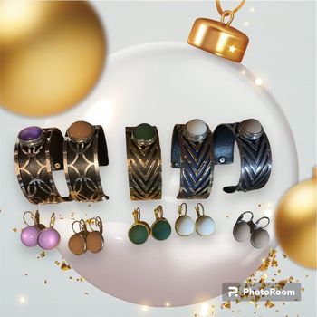 Parure de bijoux boucles d’oreilles et bracelet.