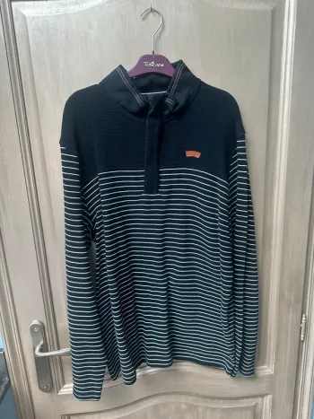 Sweat terre de marins XXL bleu rayé blanc